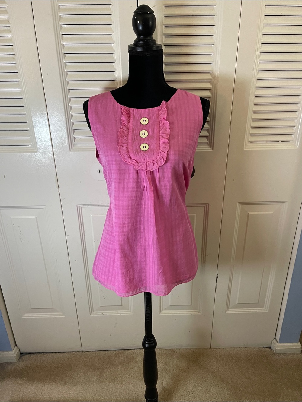 Lilly Pulitzer Sleeveless Pink Ruffle Button Front Women's Top